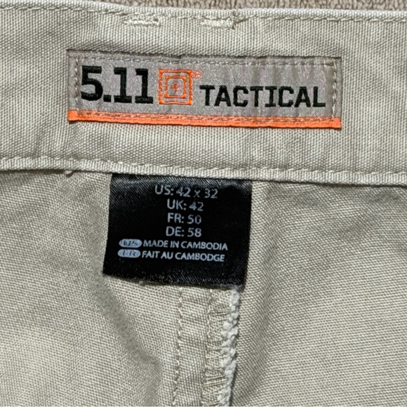 5.11 Tactical Pants Mens 42x32 Tan Cargo Straight Khakis Ripstop Taclite Pro - Picture 3 of 8